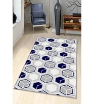 Lacivert Petek Kaymaz Tabanlı Makinede Yıkanabilir Halı BE04 - 100 x 160 cm
