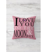 Moon & Back Çift Tarafı Baskılı Gizli Fermuarlı Yastık Kılıfı Kırlent Koltuk Yastık Kılıfı (Pembe)
