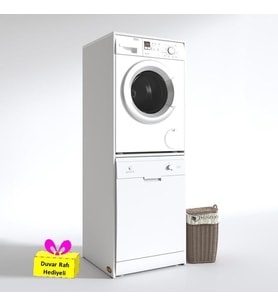 Kenzlife çamaşır-bulaşık makinesi dolabı katinka byz 180*70*60 banyo çift katlı arkalıksız + tekli duvar rafı hediyeli (Karışık)
