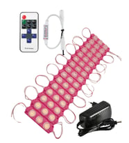 20 Adet 24 Volt 3 Watt 3 Lens Pembe 3030 Led Modül 12A Tek Renk RF Dimmer 2A Priz Tipi Adaptör Set