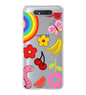PrintiFy Samsung Galaxy A80 ile Uyumlu 1mm Slim Fit Water Color 5 Baskılı Şeffaf  Kılıf