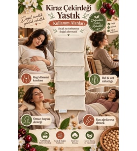 Çekirdeği Terapi Yastığı 20×50 cm Baskılı Doğal & El Yapımı Mikrodalgaya Uygun Boyun – Bel – Sırt Ağrısı için Geniş Isıtıcı