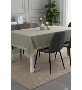 Efes Keten Polyester Kumaş Yeşil Masa Örtüsü Dikdörtgen 150x210 Cm 1314