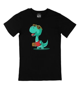 Yeşil Dinozorlu Siyah Tişört