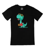 Yeşil Dinozorlu Siyah Tişört