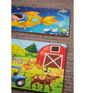 Okul Öncesi Başlangıç Yapboz Çiftlik Ve Uzaya Yolculuk Ahşap Puzzle Set