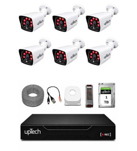 UPTECH 6 Kameralı Güvenlik Kamera Seti 2MP 1080P Full HD 6 Atom LED Gece Görüşlü 1 TB HDD 5525