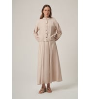 FTZ Women Kadın Tensel Keten Krok Detay Takım Beige 31418