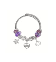 Yeni Tarz ,Mor Aşk Crystal Ametist Love Kalp , Sevgi Charmlı Bileklik, Ahşap Kutu İçerisinde