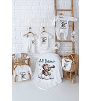 Pia Baby Premium %100 Pamuk 10 Parça İsme Özel Erkek Bebek Hediyesi Hastane Çıkışı Seti 5007-01 (Krem)