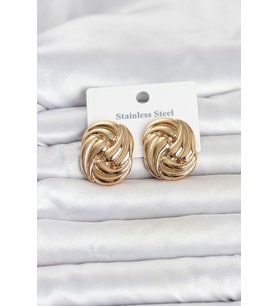 316L Çelik Gold Renk Motif Desen Model Kadın Küpe TJ-BKP11812
