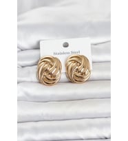316L Çelik Gold Renk Motif Desen Model Kadın Küpe TJ-BKP11812