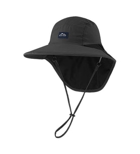 Valkyrie Unisex Outdoor Geniş Siperlikli Şapka UV Koruma UPF50+ Boyun Korumalı Güneş Şapkası Kamp Balıkçılık Trekking Siyah