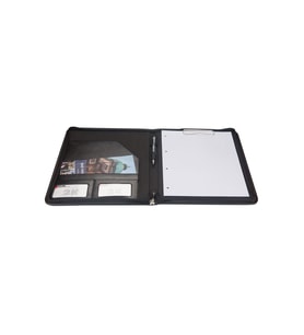 Kapaklı Sekreterlik Padfolio Fermuarlı A4 100 Yaprak Kapasiteli Vegan 25,5x34 cm (Siyah)
