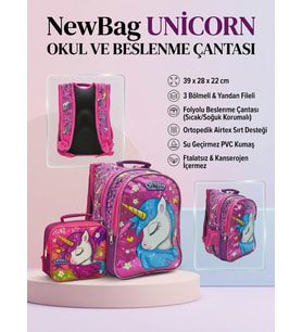 NEWBAG Kız Okul Ve Folyolu Beslenme Çantası (YENİ SEZON) (Mor)