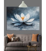 Beyaz Lotus Çiçeği Dekoratif Kanvas - Mdf Ahşap Tablo