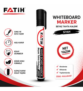 Fatih Beyaz Tahta Kalemi Siyah Whiteboard Marker Silinebilir Hızlı Kuruyan 1 Adet