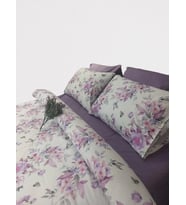 Çift Kişilik Lila Çiçek Desenli 160*220 Nevresim Takımı