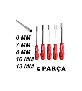 5 Adet Lokma Anahtar Tornavida 6/7/8/10/13/mm Metal Altıgen
