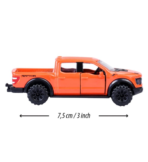 Majorette Premium Ford F-150 Raptor 1:64 – Orange, Feux Transparents, Suspension, Carte Incluse