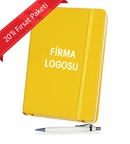 Kişiye Özel UV Baskılı 20' li  Firma Logolu Kurumsal  Defter & Beyaz  Kalem Seti