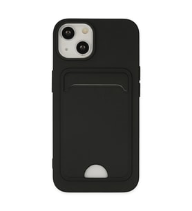 iPhone 14 Plus Kılıf Kelvin Kartvizitli Silikon - Siyah