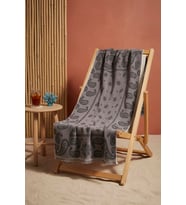 Antrasit Retro %100 Pamuklu Plaj Havlusu 70x140 cm