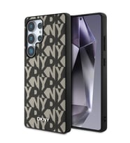 Samsung Galaxy S25 Ultra Uyumlu Kılıf DKNY Orjinal Lisanslı M-safe Şarj Özellikli 3D Yazılı Grid Pattern Kapak