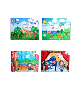 4 Set - 96 Parça Tox Origami ve Sahne 5+ Keçe Yapboz - 5 Yaş Puzzle T019 T018