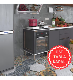 Kenzlife ankastre modülü kabini esena mono3 gri 89-81*60*56 fırın ocak dolabı ayarlı ayaklı üstü kapalı