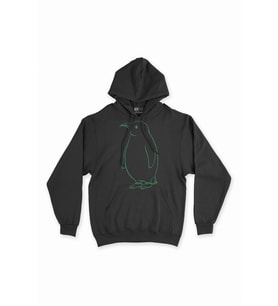Şişman Penguen Çizimli Siyah Sweatshirt Hoodie