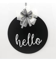 Lora Davet Ahşap Kapı süsü Hello (1 Adet) Siyah - 54216