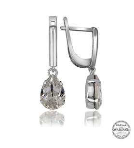 Swarovski Crystal Taşlı Gümüş Damla Sallantılı Kadın Küpe