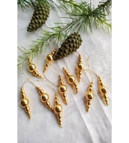 10 Adet Parlayan Gold Boncuklu Yılbaşı Ağaç Süsü  - Mini Süs