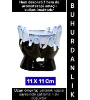 Dekoratif Hediye Aromaterapi Meditasyon Tütsülük Çok Şık Seramik El Tasarımlı Buhurdanlık 11 X 11 Cm