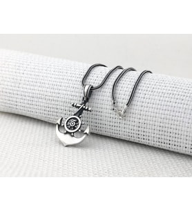 Çapa Dümen Tasarımlı 925 Ayar Gümüş Kolye