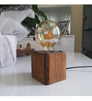 Retro Rustik Ahşap Rubik Küp Masa Lambası - Abajur (Ceviz)