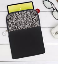 BK Gift Retro Motif Tasarımlı Taşınabilir Koruyucu Tablet Kılıfı & Organizer Çanta - Siyah-2