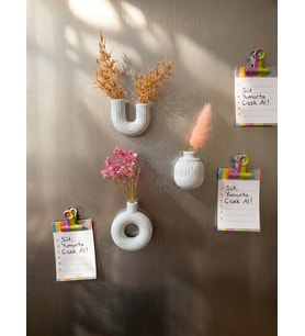 3'lü Mini Vazo Buzdolabı Magnet Seti/ Hediyelik Ürün ( Çiçekler Ürüne Dahil Değildir.)