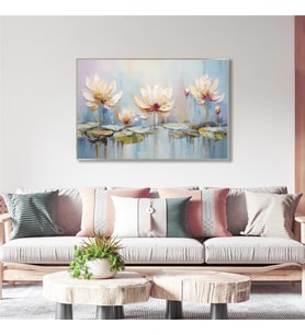 Yağlı Boya Dokulu Tablo Soyut Modern Çiçekler Gümüş Çerçeveli U02023