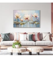 Yağlı Boya Dokulu Tablo Soyut Modern Çiçekler Gümüş Çerçeveli U02023