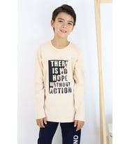 Breeze Erkek Çocuk Uzun Kollu Tişört Yazı Baskılı 6-12 Yaş, Bej