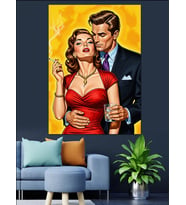Vintage Çift Romantik Sanat Dekoratif Kanvas - Mdf Ahşap Tablo