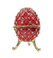 Faberge Yumurta Swarovski Taşlı Lüks Mücevher Kutusu Kırmızı 10 cm (Karışık)