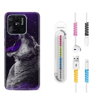 Xiaomi Poco X3 Pro M4 Pro X4 Pro C40 10C Kılıf Kablo Koruma Spiral Silikon Purple Leopar 1750