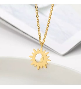 Kişiye Özel 925 Ayar Gümüş Minimal Ay Güneş Kolye