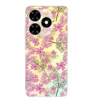 PrintiFy Tecno Spark 20c Uyumlu Kamera Korumalı Floral Pembe Tasarımlı Şeffaf Silikon Kılıf