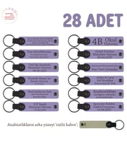 Emlakçılara Özel Anahtarlık, Müşterilerinize Hediyelik Promosyon, 28' li Set, Mor Menekşe & S Kahve (Lila - Mor)