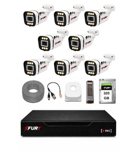 FURY 8 Kameralı 1080P Sesli 6 Warm LED Renkli Gece Görüşlü Güvenlik Kamera Sistemi 320GB 1606
