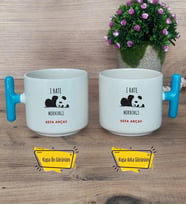 Sevimli Panda Kupa Bardak T Mavi Kulplu Arkadaşa Hediye